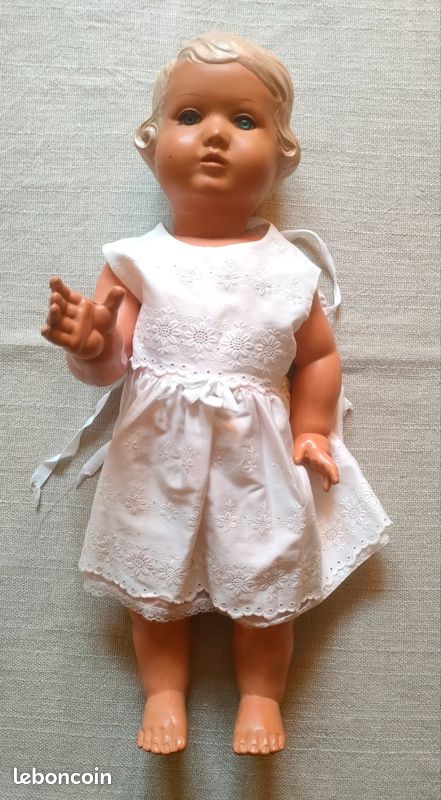 Robe Vintage Pour Poupon Ancien - Vêtement De Poupée De Collection