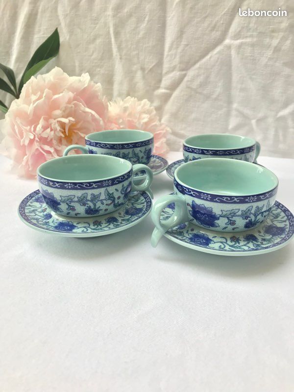 Lot De 4 Tasses à Thé Japonaises En Céramique - Style Vintage Sans Anse - 190ml - Pour Thé, Café Ou Saké