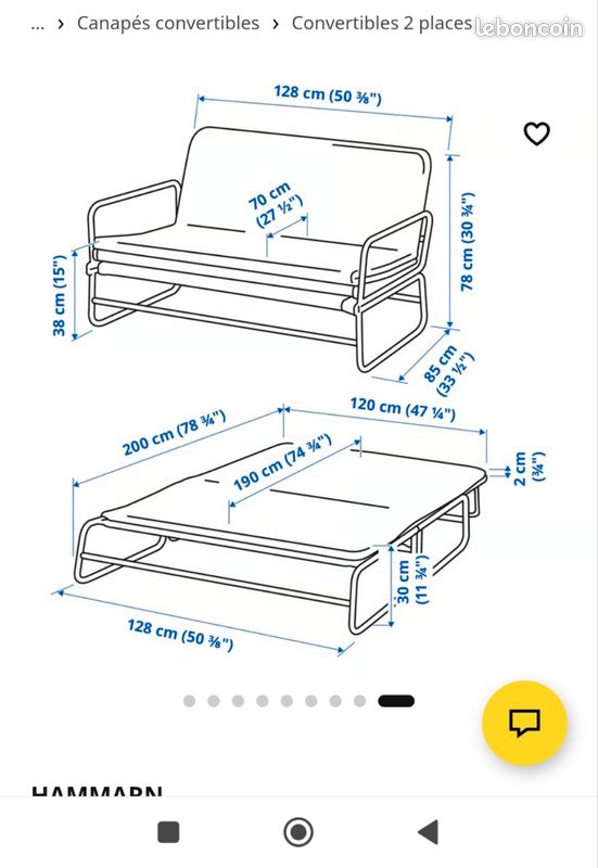 Canapé lit + sur matelas (image 6)