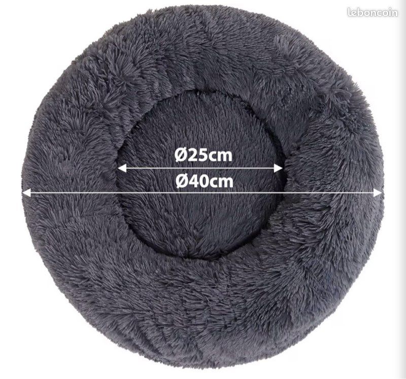 Panier Lit Donut pour Chien et Chat, S, 40 cm, Gris foncé (image 3)
