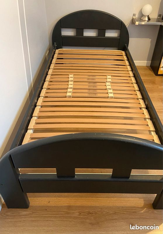 Lit 1 personne + sommier à lattes + matelas mousse (image 1)