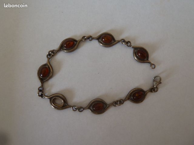 Bracelet argent et ambre avec fermoir (image 2)