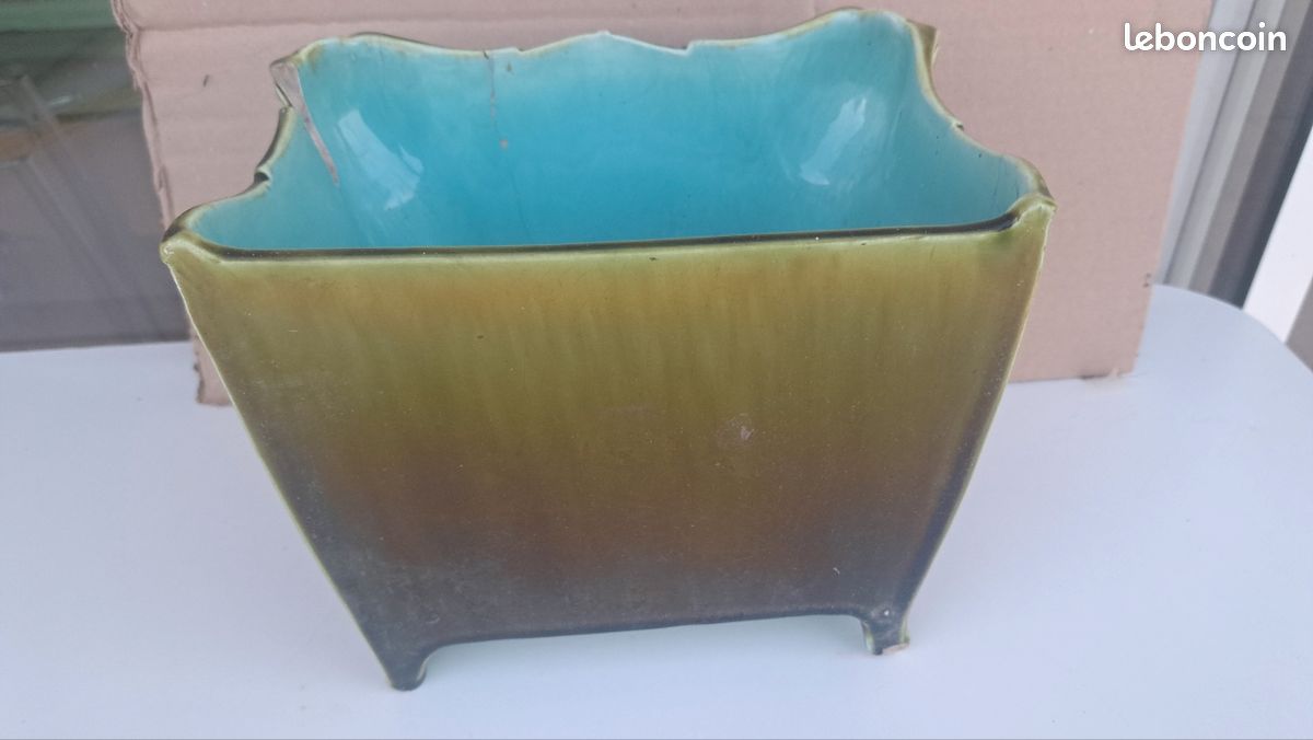 Rare paire de cache-pots Sarreguemines Art nouveau en barbotine – modèle 331 (image 10)