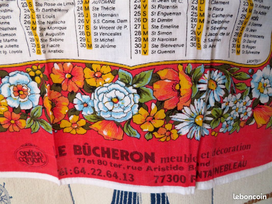 Torchon calendrier 1986 (image 3)