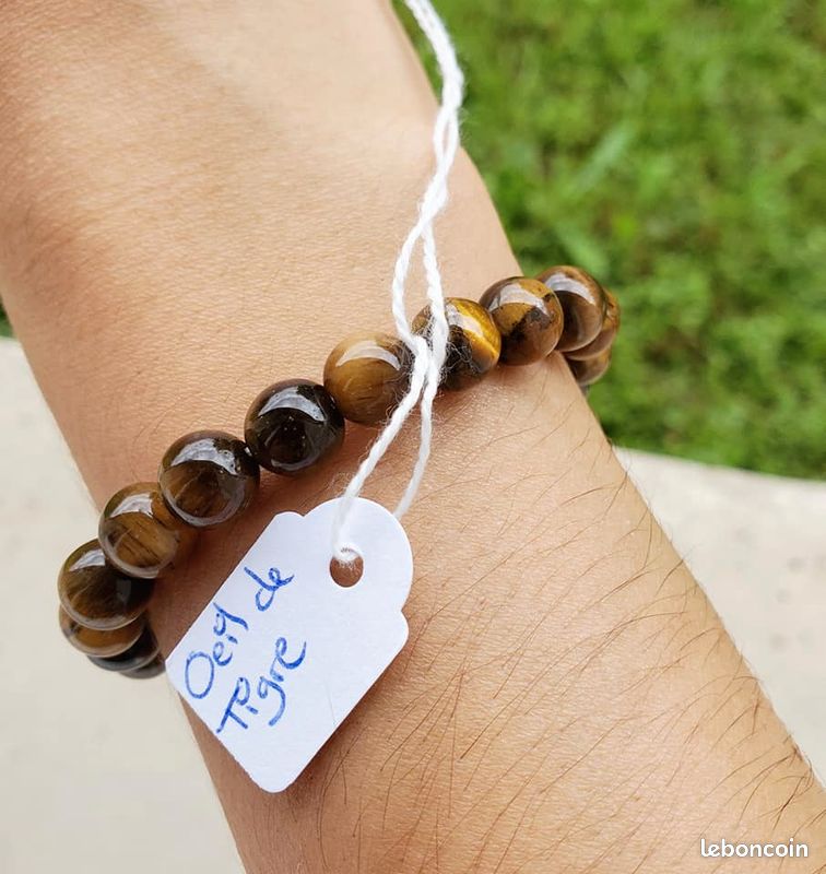 Bracelet pierre naturelle Oeil de tigre élastique sur-mesure 8mm homme et femme (image 2)