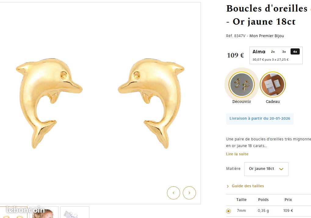 Boucles D'oreilles Pendantes Or 18 Carats (750/1000) - Or Multicolore - Clip