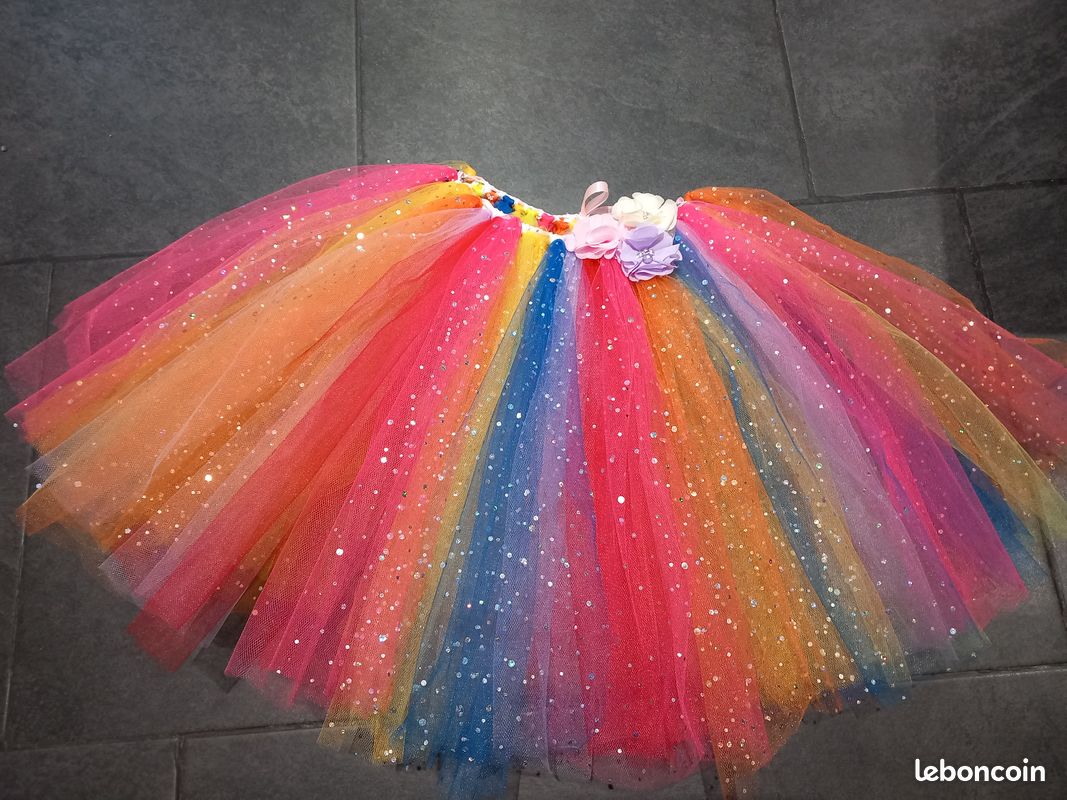Tulle Skirt Jupon Multicolore Costume Tutu Fluo Fille