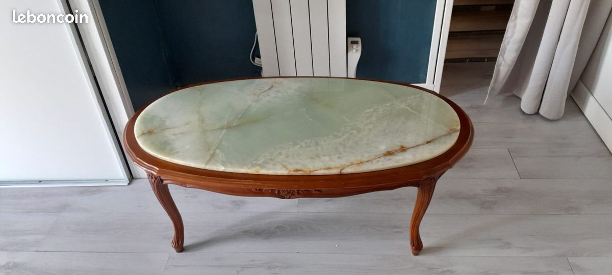 Table basse merisier et onyx (image 1)