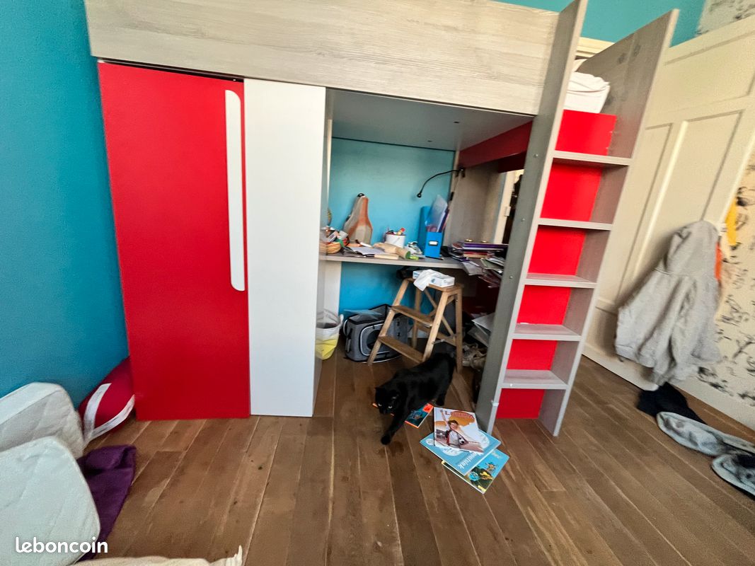 Donne ensemble lit enfant, lit en hauteur rangement et bureau, venir le chercher 6 rue saint Nicolas (image 2)