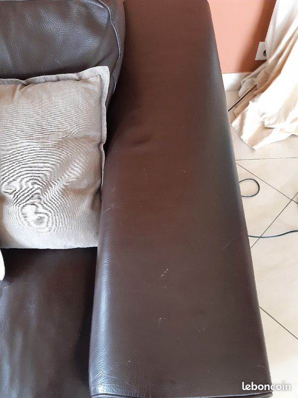 Canape 3 places cuir Roche Bobois (image 5)