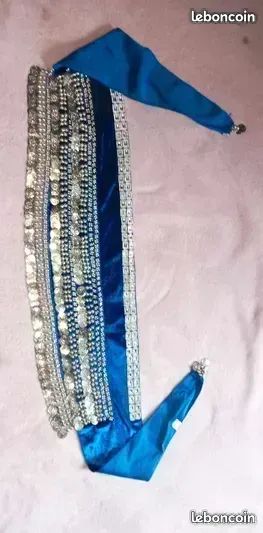 Foulard de danse orientale bleu nuit (image 1)
