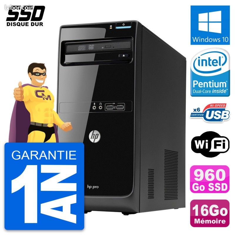 PC Tour HP Pro 3500 MT Intel Pentium G2020 RAM 16Go SSD 960Go - Main Image