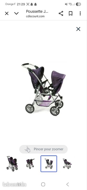 Tandembuggy Twinny – Poussette Jumelle Pour Poupées, 2 Sièges Réglables, Pour Enfants 4-8 Ans, Violet