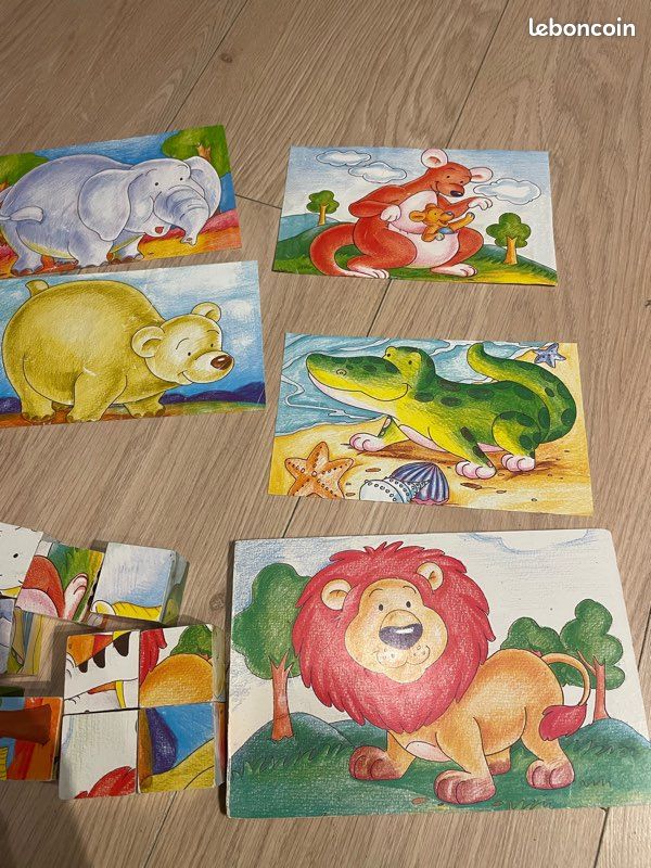 Puzzle de 15 CUBE en bois avec 6 modèles d’animaux (image 3)