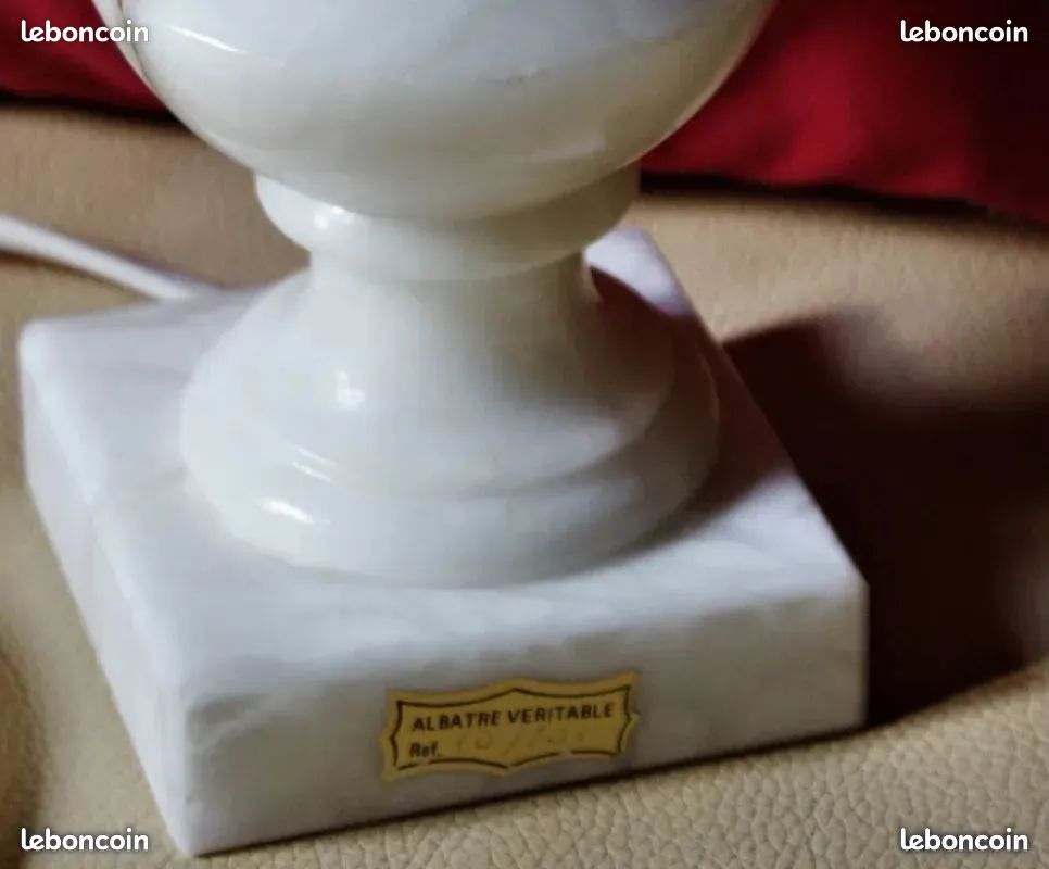 Pied de lampe vintage à poser en albâtre (image 3)