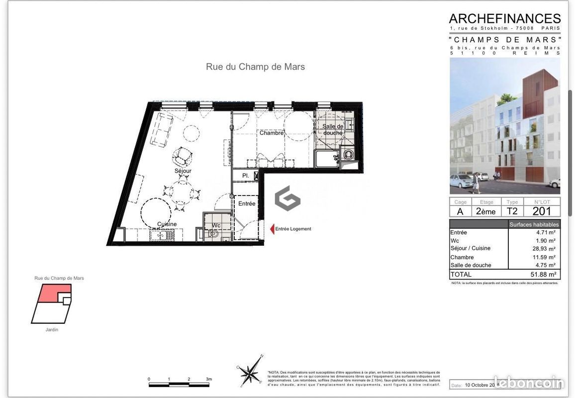 Appartement 2 pièces 52 m² · à Reims · 52 m² · 259 400 €