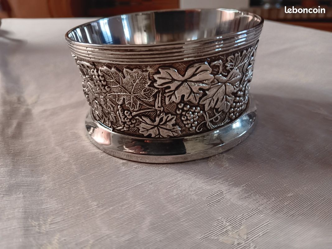 Dessous de bouteille en argent CHRISTOFLE Art déco, vintage des années 1920, pour carafe à vin et à eau - France