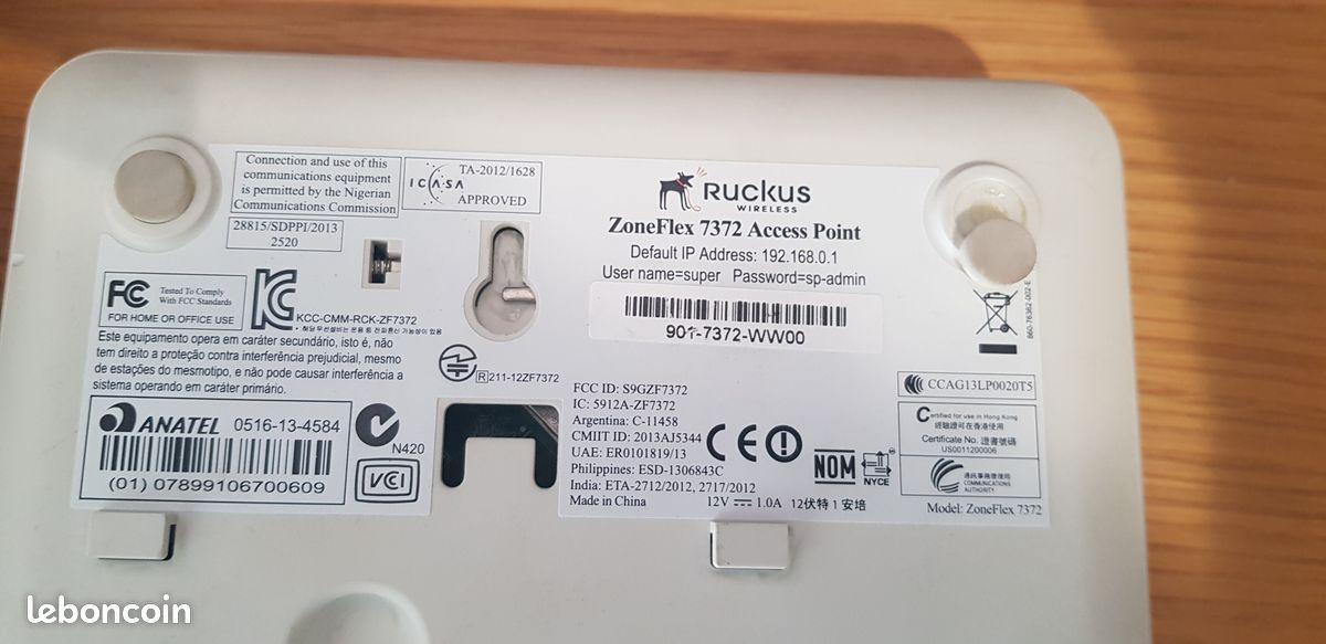Ieee Source. Example Ruckus Zoneflex 7372 sans fil Wi-Fi Access Point 802.11n 901-7372-WW00 ...