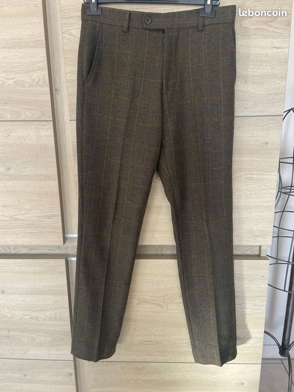 Costume Homme Pièces en Tweed de Laine Mélangée à Carreaux Style