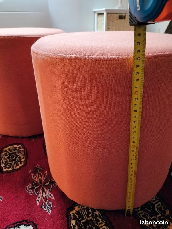 2 petits tabourets / chevets / poufs orange (image 2)