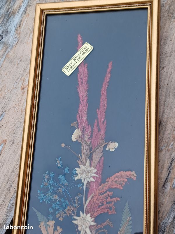Cadre Décoratif Fleurs Séchées Naturelles - Art Mural Unique Signé Par L'Artiste