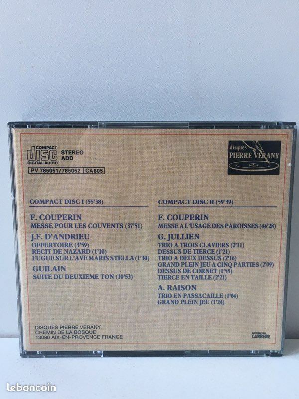 Double cd françois couperin - messe des paroisses . Pièces choisies (image 2)