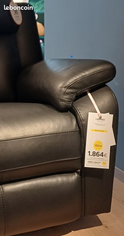 Ensemble canapé cuir 2 places avec fauteil relax électrique (image 6)