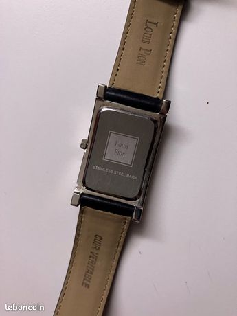 Montre Louis Pion XK4398AB - Cadran Bleu, Boîtier Acier Argenté, Bracelet Cuir Marron - Chronographe Multifonction - Neuf