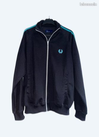 Veste Fred Perry Vintage Zippée à Carreaux - Gris/noir - Taille L - Occasion Très Bon état - Homme