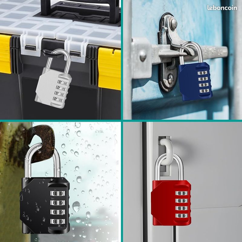 Cadenas à Code 4 Chiffres Sans Clé - 10 000 Combinaisons - Alliage Zinc + Acier - Pour Casier, Garage, Portail