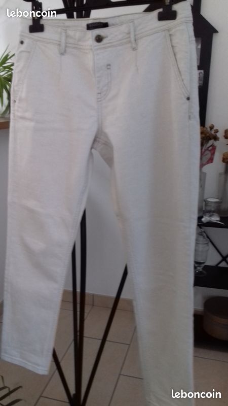 Pantalon femme blanc crème (anti fit) Bonobo (image 1)