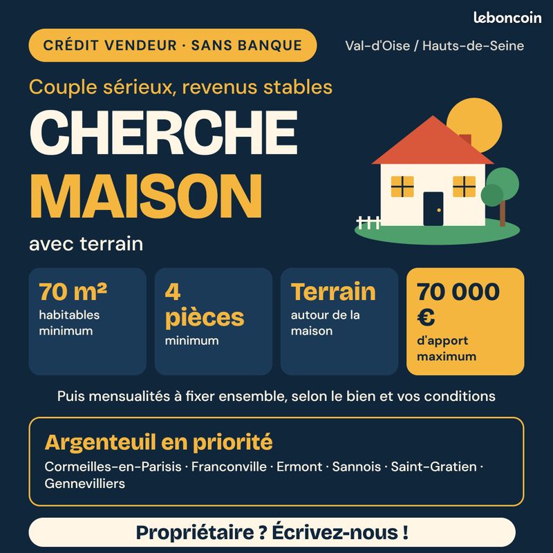 Maison 4 pièces 80 m² · à Argenteuil · 80 m² · 70 000 €