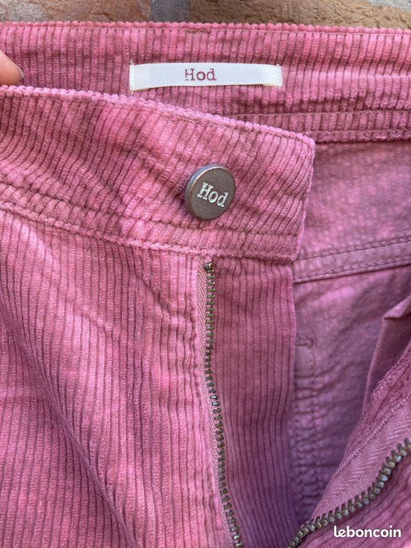 Pantalon à la coupe décontracté, en velours côtelé, vieux rose côtelé, Hod Paris, 27 US = 37 FR grand (image 10)