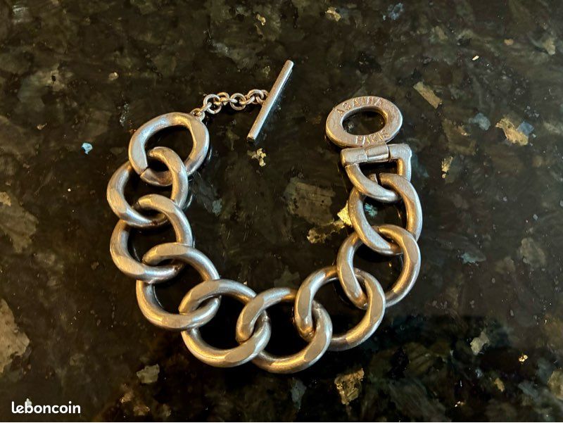 Bracelet Gourmette Agatha Vintage - Occasion - Bijou Ancien Porté