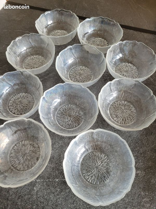 10 Bols verre fleurs Arcoroc vintage - Arts de la table