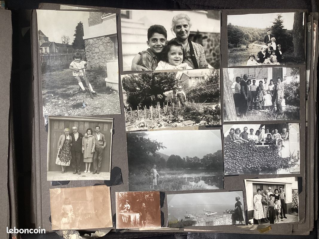 4 GRANDES PHOTOGRAPHIE anciennes, portraits de famille, bicyclette, 26