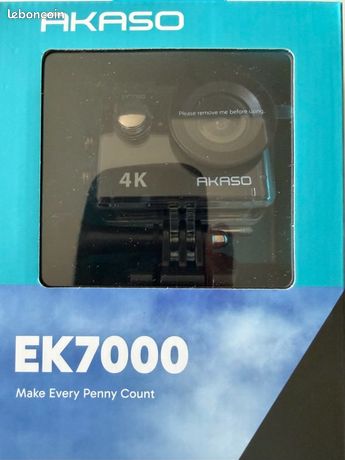 AKASO EK7000 Caméra Sport 4K 30fps 20MP WiFi – Étanche 40m, Stabilisation EIS, Grand Angle 170°, Télécommande + Carte 64Go Incluse