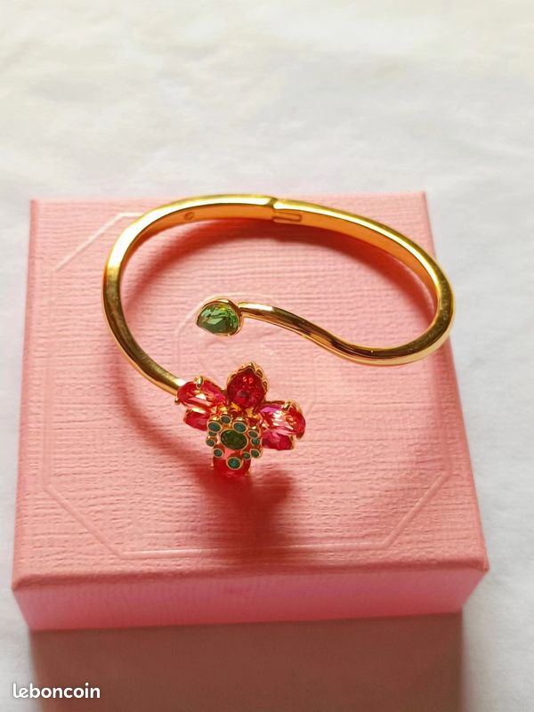 Bracelet Fleur Cristal Rouge Swarovski - Taille M - Neuf (image 1)
