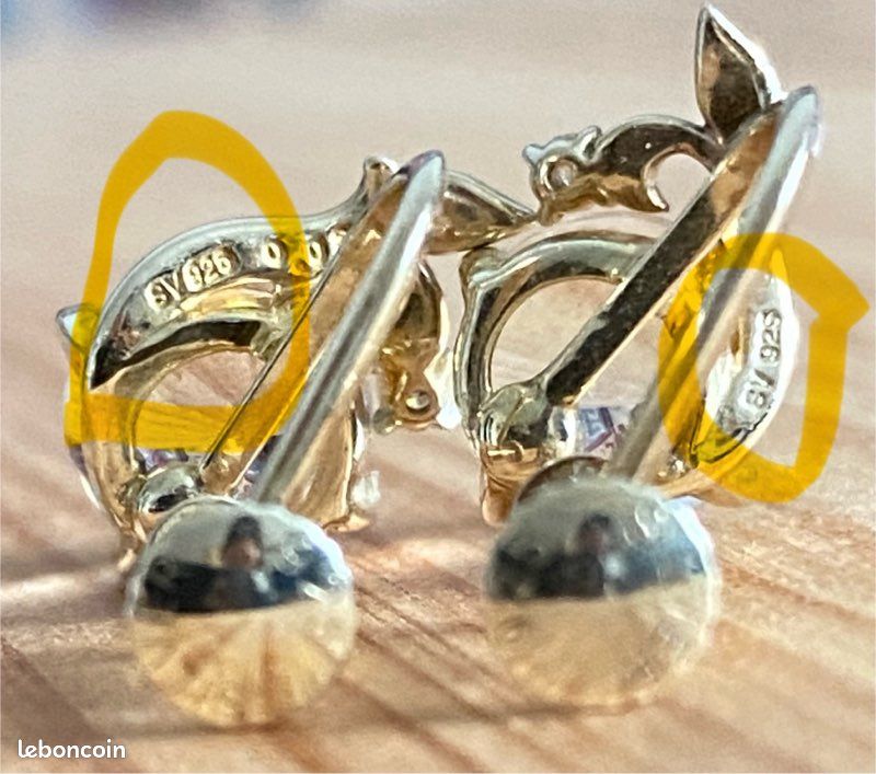 Boucles d’oreilles en argent avec 2 petits diamants (image 7)