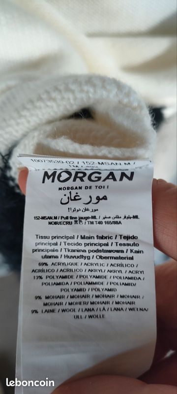 Pull blanc et noir Morgan - Taille M (image 5)
