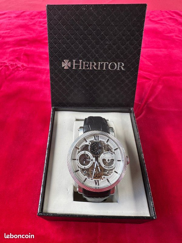 Montre heritor automatique,bracelet cuir noir (image 20)