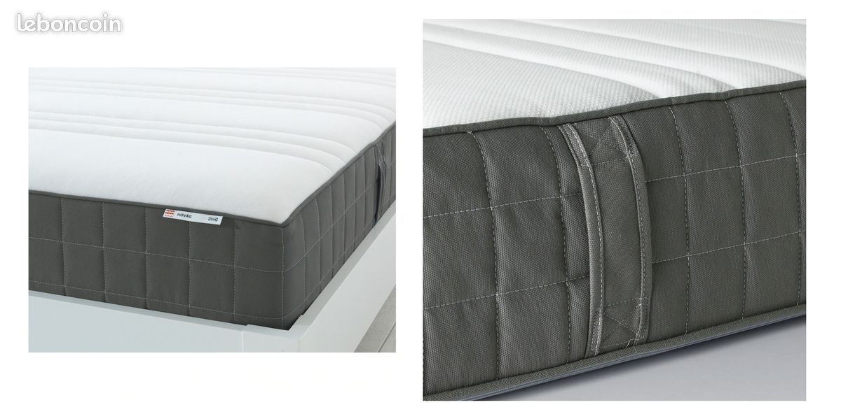 Matelas HÖVÅG à ressorts ensachés, mi-ferme/gris foncé140x200 en très bon état à vendre (image 2)