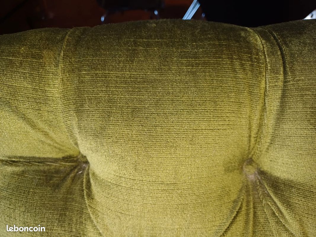 Divan canapé sofa vintage retro années 50 60 vert velours très bon état (image 2)