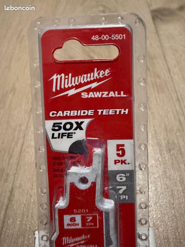 Lot De 5 Lames De Scie Sabre Milwaukee Torch – Carbure TCT, Pour Démolition
