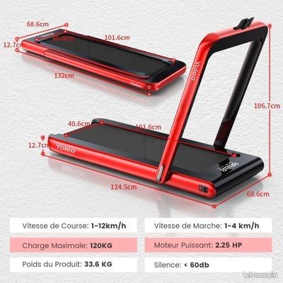 Tapis de Course Electrique Pliable, Motorisé 12km/h Moteur DC 550W (image 4)