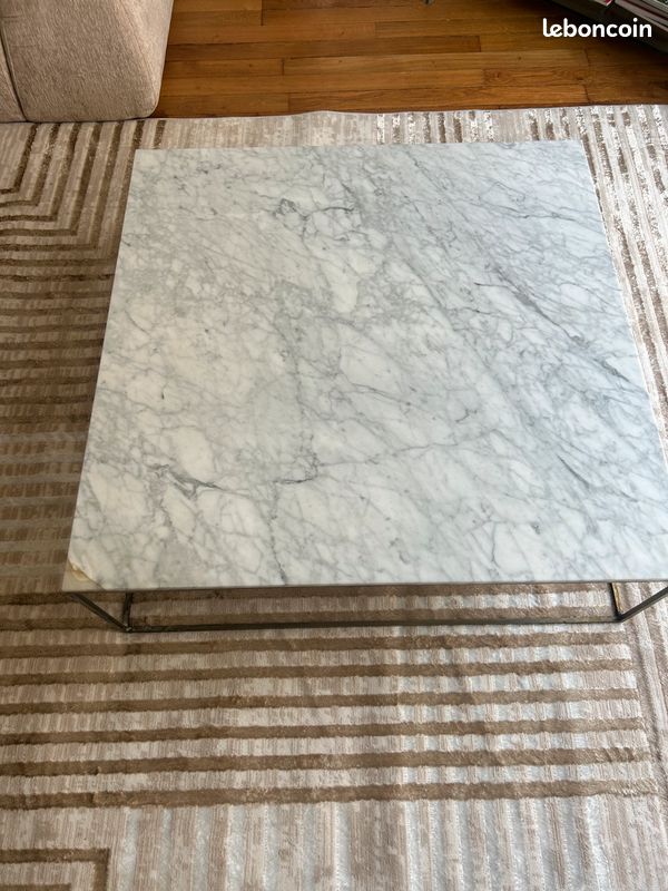 2 tables basses marbre blanc carrées AMPM 1mx1m (image 2)