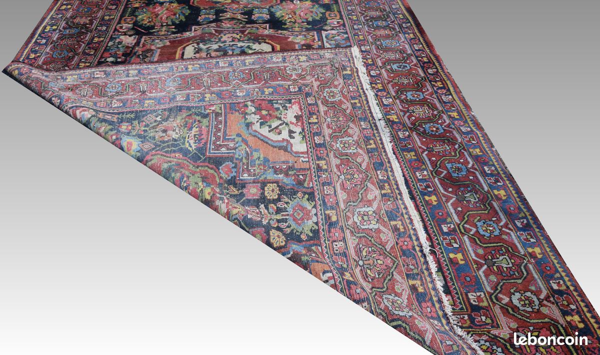 Grand Tapis Ancien Bakhtiar Fait Main - 3,20 X 2,10 M - Laine Multicolore