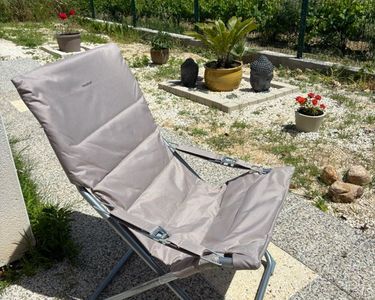 Fauteuil Relax Jardin Pliable MILOS - 3 Positions, Couleur Taupe, Idéal Pour Terrasse Et Détente