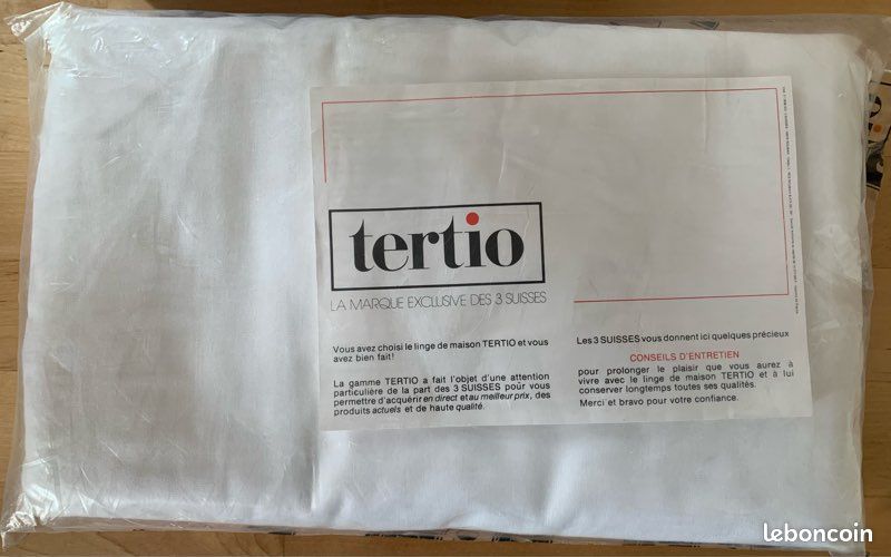 Drap blanc 180x290 Tertio 3 suisses neuf (image 2)