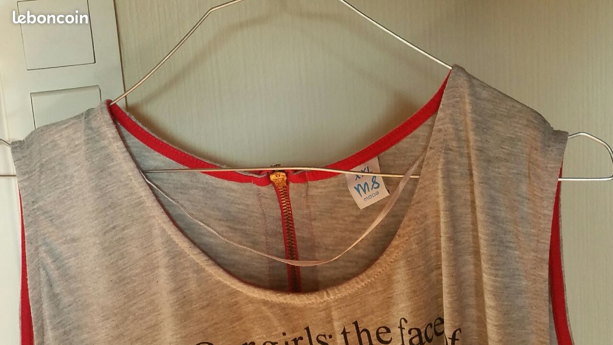 Tee-shirt gris à motifs Sans manches taille XXL ms mode (image 2)
